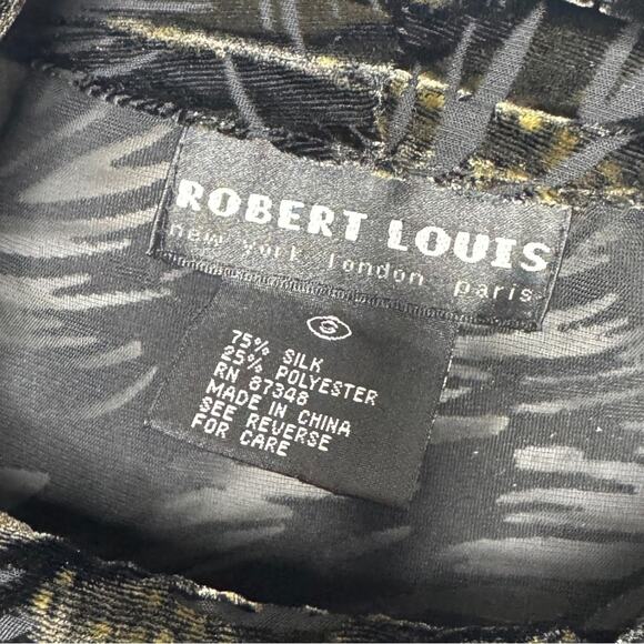 ROBERT LOUIS / vintage silk blend velvet burnout cowl neck leaf blouse top / S - Picture 6 of 8